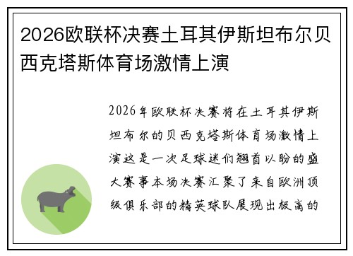 2026欧联杯决赛土耳其伊斯坦布尔贝西克塔斯体育场激情上演 2026欧联杯决赛土耳其伊斯坦布尔贝西克塔斯体育场激情上演